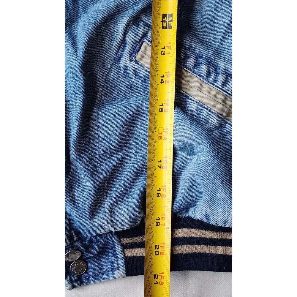 Old Navy VNTG denim Jacket Childs 8 Varsity Bomber Coat Cotton Denim Button